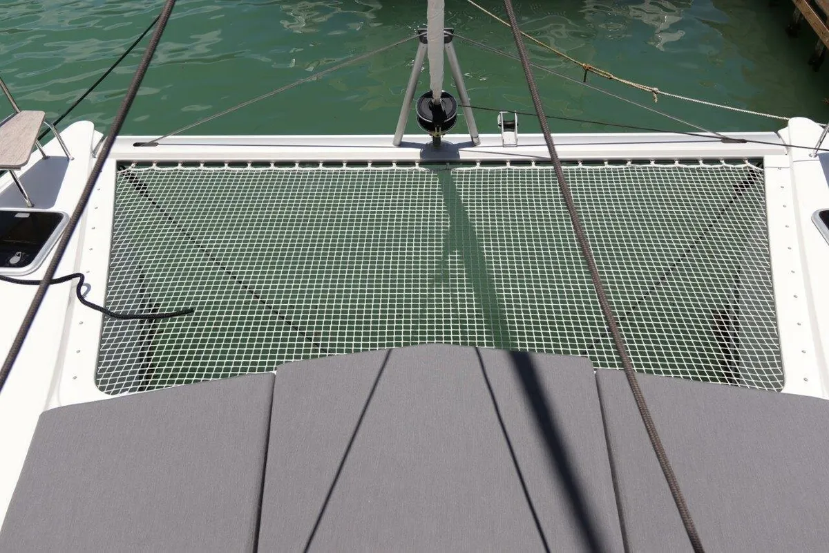 Deck of Wish You Were Here, a Fountaine Pajot Lucia 40 catamaran at Road Town, British Virgin Islands