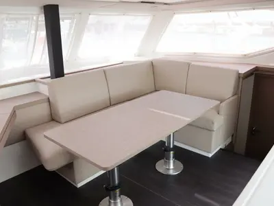 Salon of Wish You Were Here, a Fountaine Pajot Lucia 40 catamaran at Road Town, British Virgin Islands