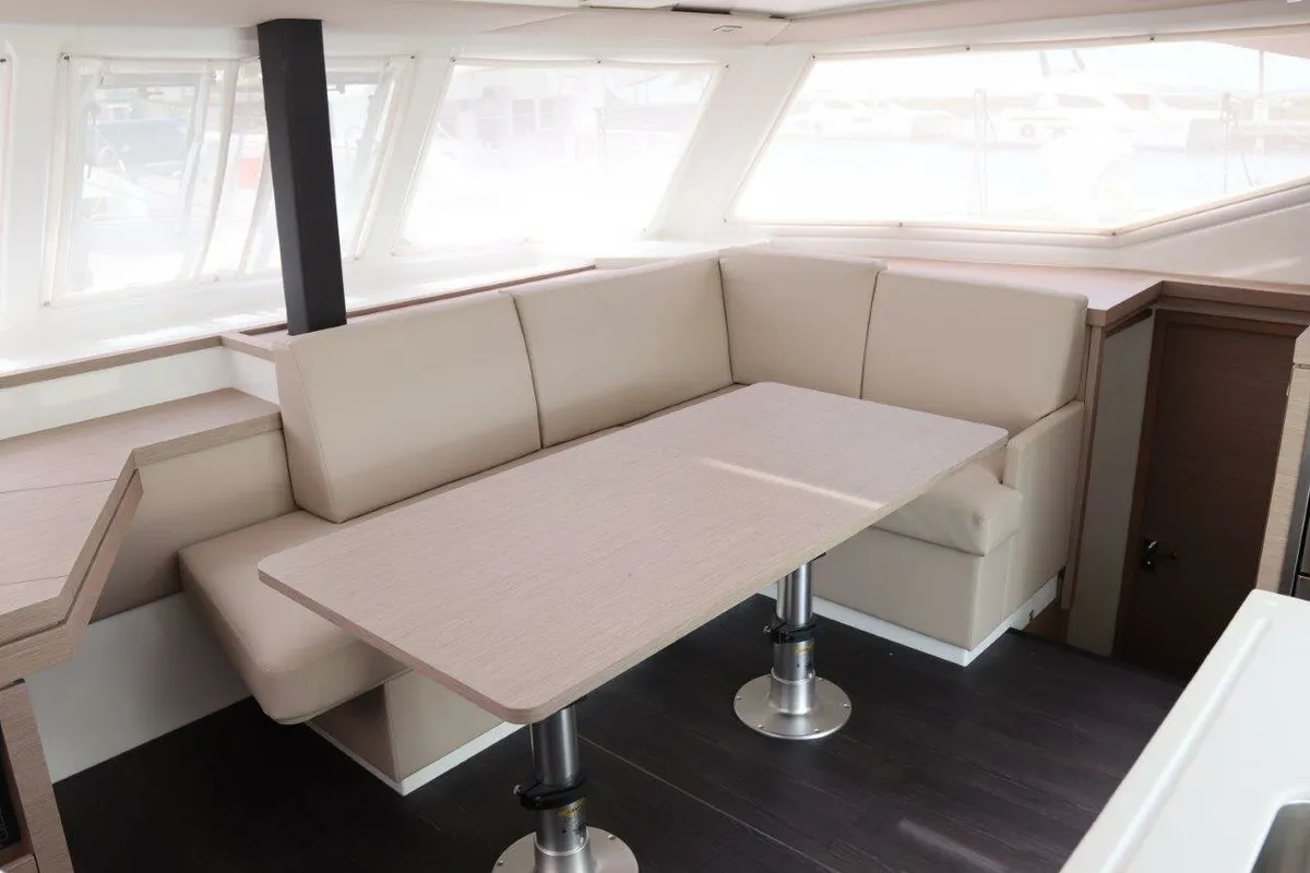 Salon of Wish You Were Here, a Fountaine Pajot Lucia 40 catamaran at Road Town, British Virgin Islands