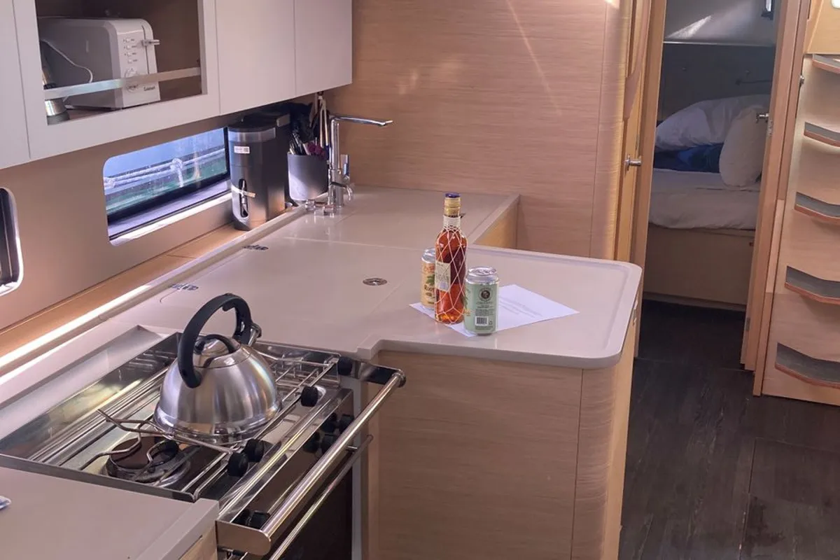 Galley of Seabreeze Smile, a Dufour 41 sailboat at Charlotte Amalie, United States