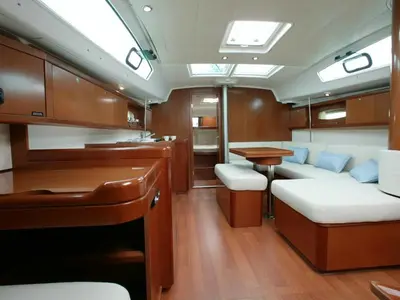 Salon of Zezo, a Beneteau Oceanis 40 sailboat at Marmaris, Turkey