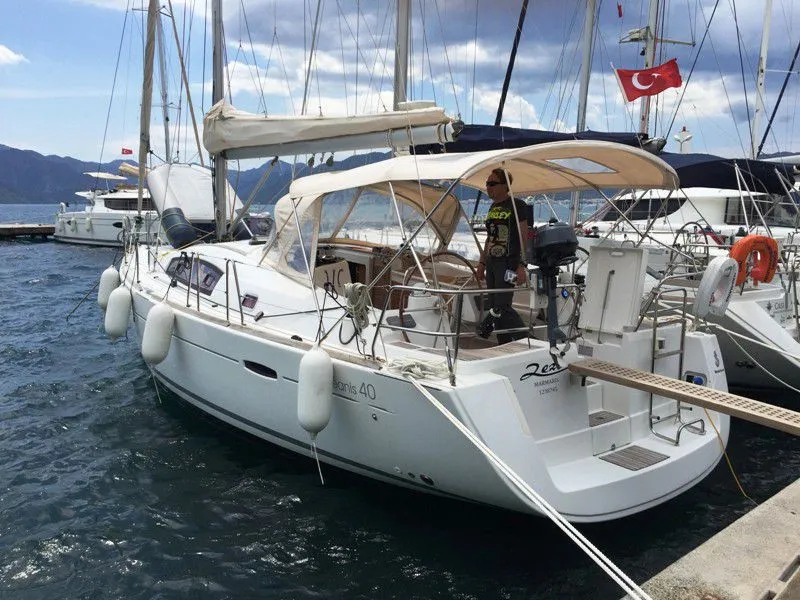Exterior view of Zezo, a Beneteau Oceanis 40 sailboat at Marmaris, Turkey