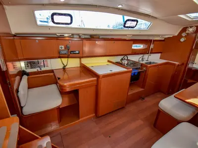 Galley of Zezo, a Beneteau Oceanis 40 sailboat at Marmaris, Turkey