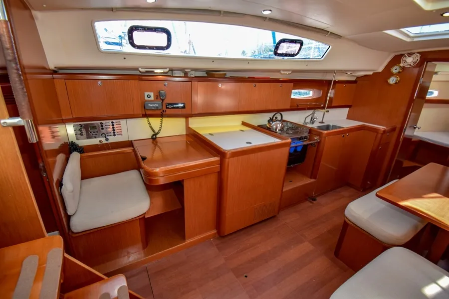 Galley of Zezo, a Beneteau Oceanis 40 sailboat at Marmaris, Turkey