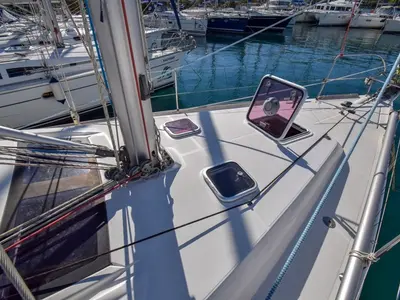 Deck of Zezo, a Beneteau Oceanis 40 sailboat at Marmaris, Turkey