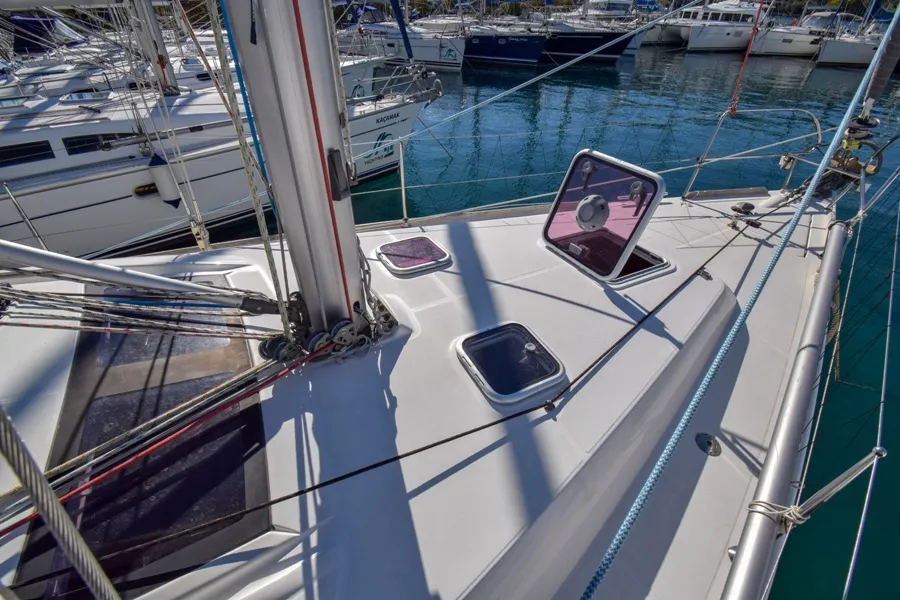 Deck of Zezo, a Beneteau Oceanis 40 sailboat at Marmaris, Turkey