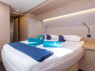 Cabin on IRISEMMA, a Lagoon 55 catamaran at Palma de Mallorca, Spain