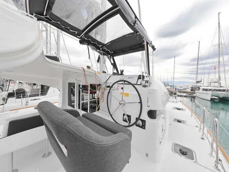Cockpit of LANCELOT, a Lagoon 40 catamaran at Općina Sukošan, Croatia