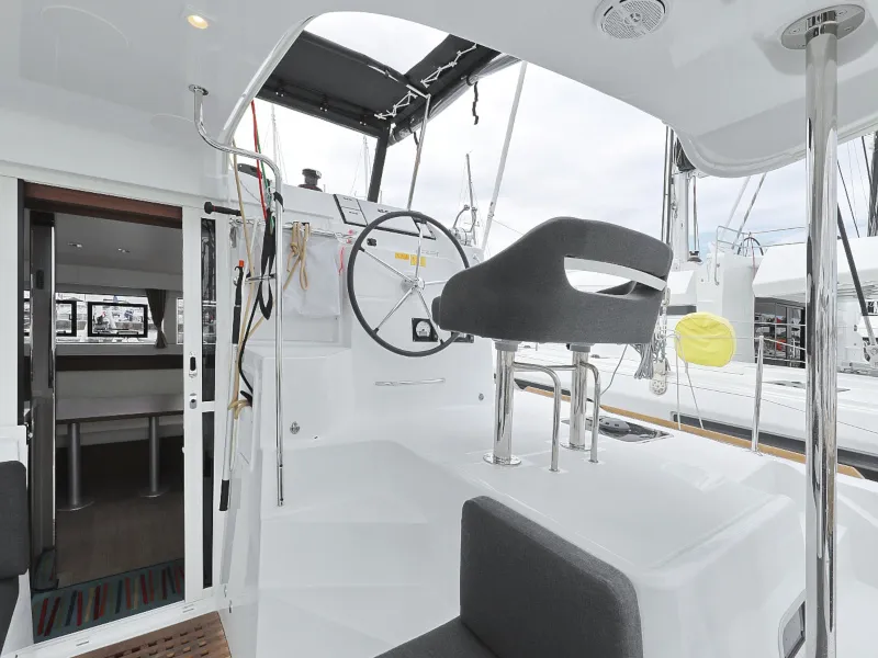 Cockpit of LANCELOT, a Lagoon 40 catamaran at Općina Sukošan, Croatia