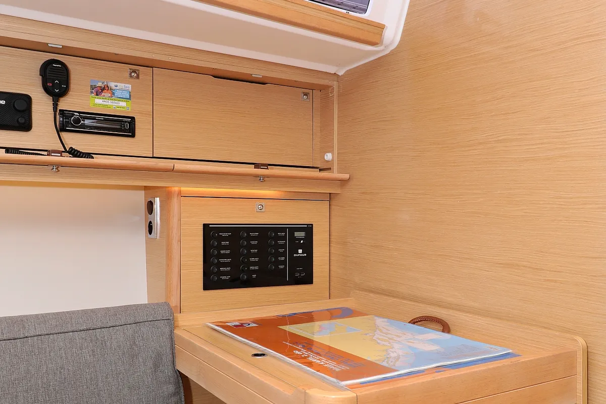 Salon of Seeadler, a Dufour 430 sailboat at Grad Vodice, Croatia