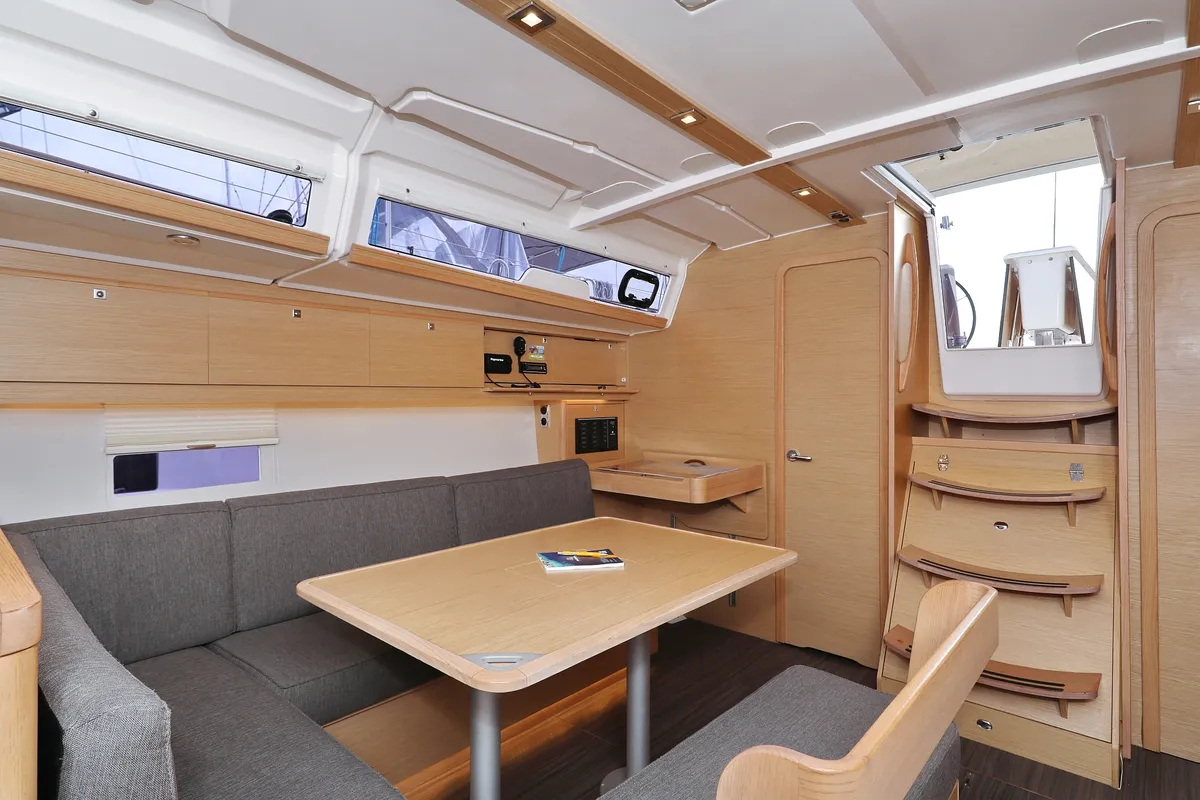 Salon of Seeadler, a Dufour 430 sailboat at Grad Vodice, Croatia