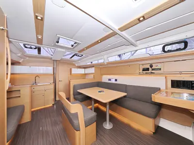 Salon of Seeadler, a Dufour 430 sailboat at Grad Vodice, Croatia