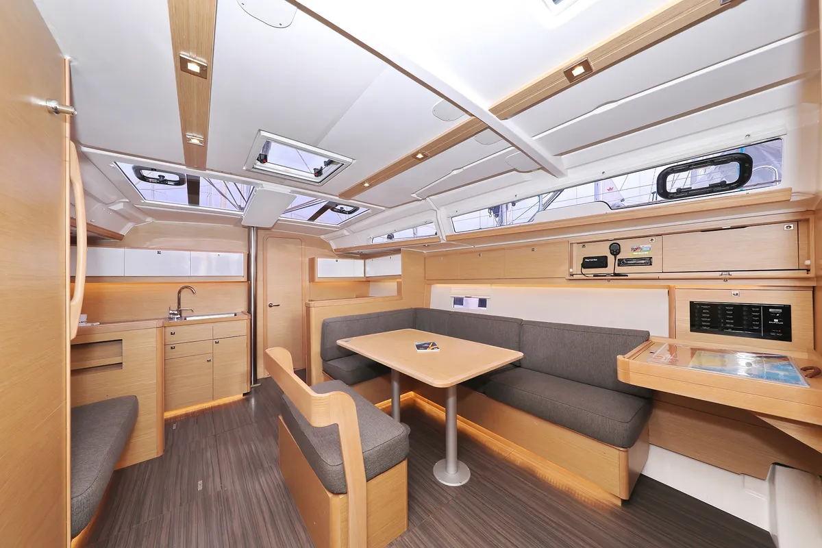 Salon of Seeadler, a Dufour 430 sailboat at Grad Vodice, Croatia