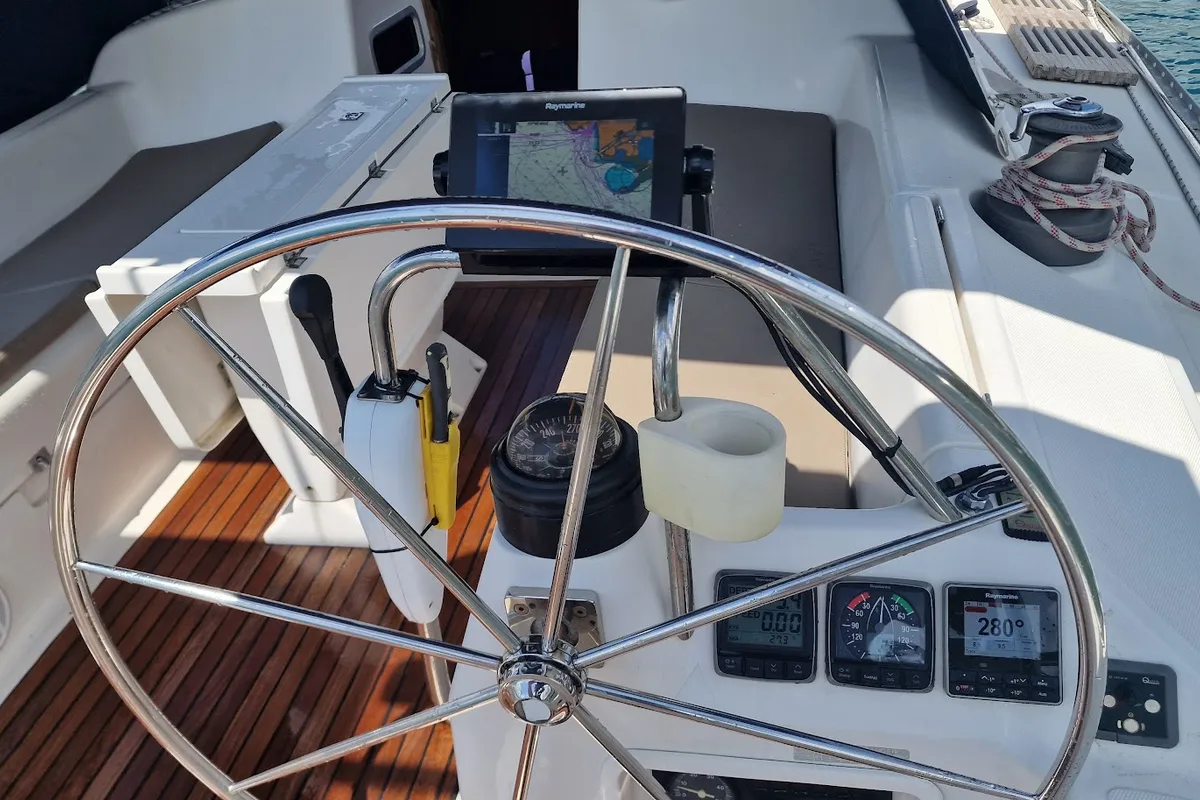 Cockpit of Maslina, a Elan 45 sailboat at Split, Croatia