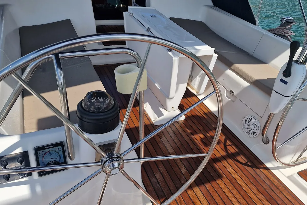 Cockpit of Maslina, a Elan 45 sailboat at Split, Croatia