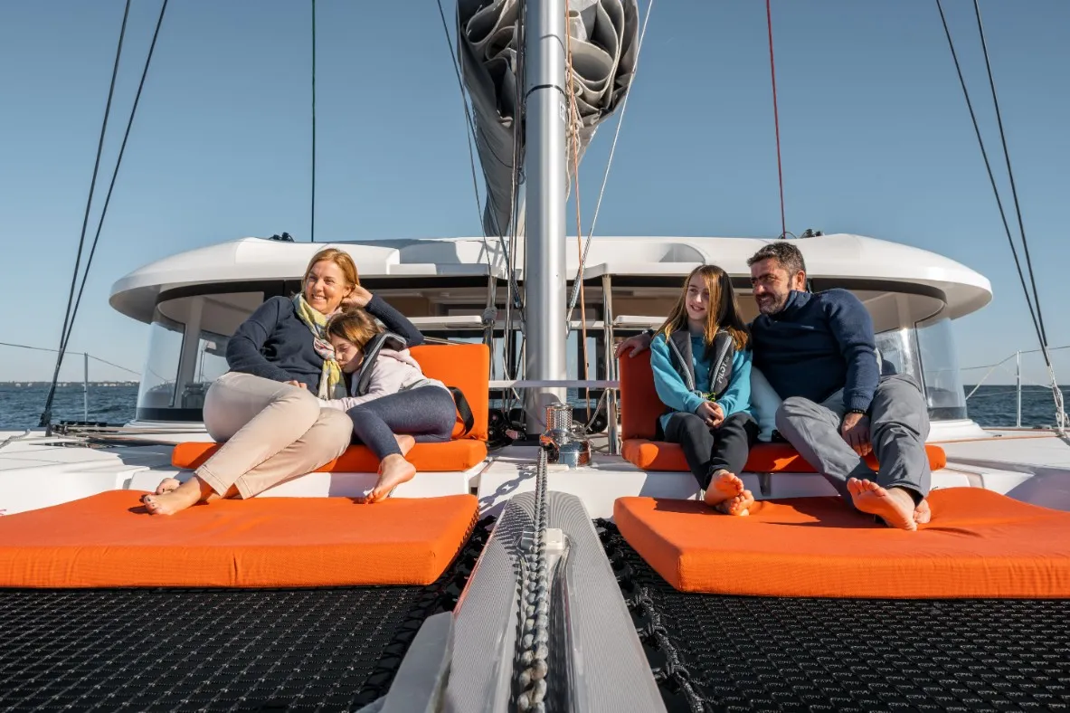 Deck of Comfort, a Excess 14 catamaran at Grimaud, France