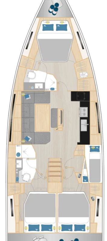Floor plan of Eponyme, a Hanse 460 sailboat at Marseille, France
