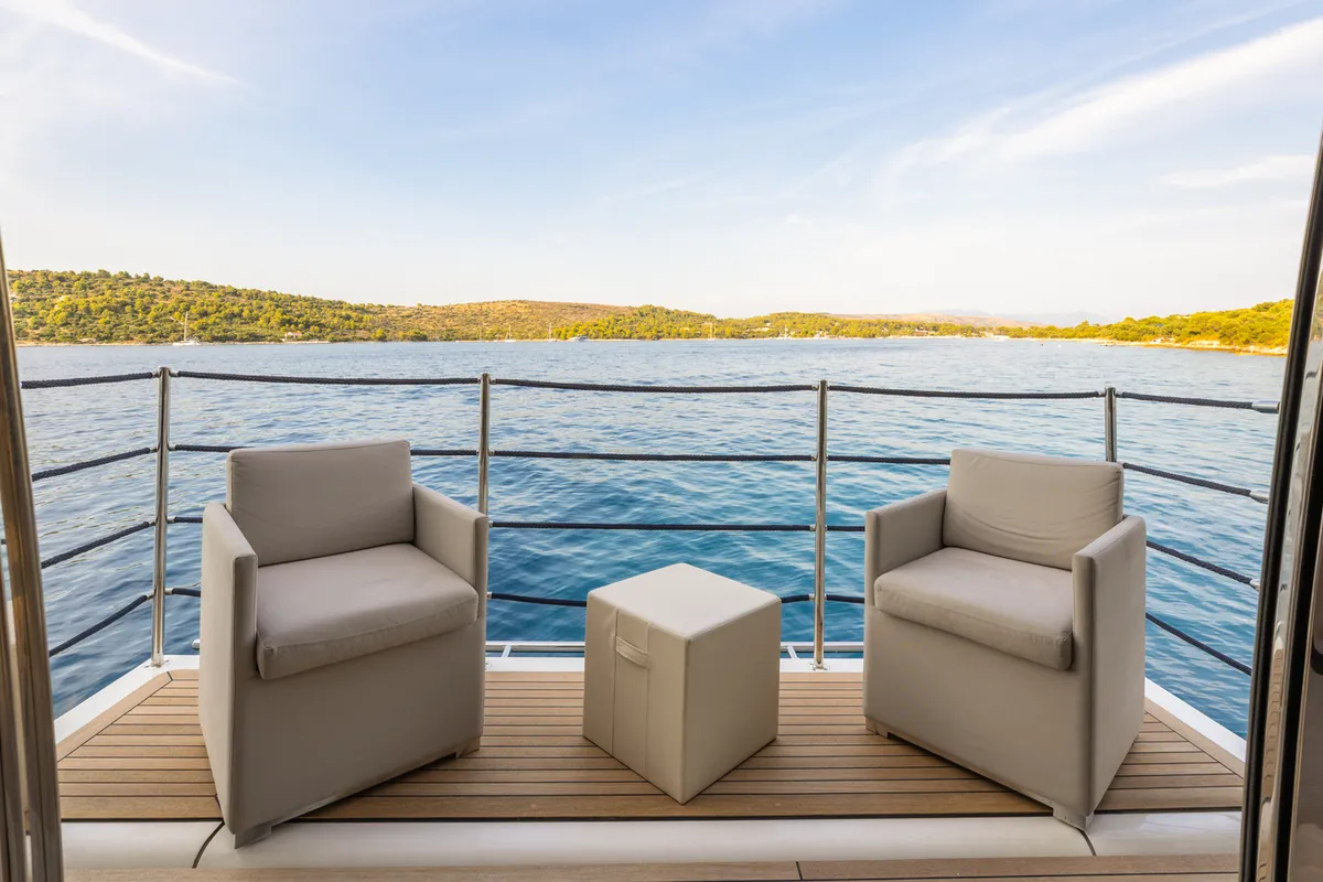 Deck of Morning Star, a Gulet Motoryacht motor yacht at Općina Rogoznica, Croatia