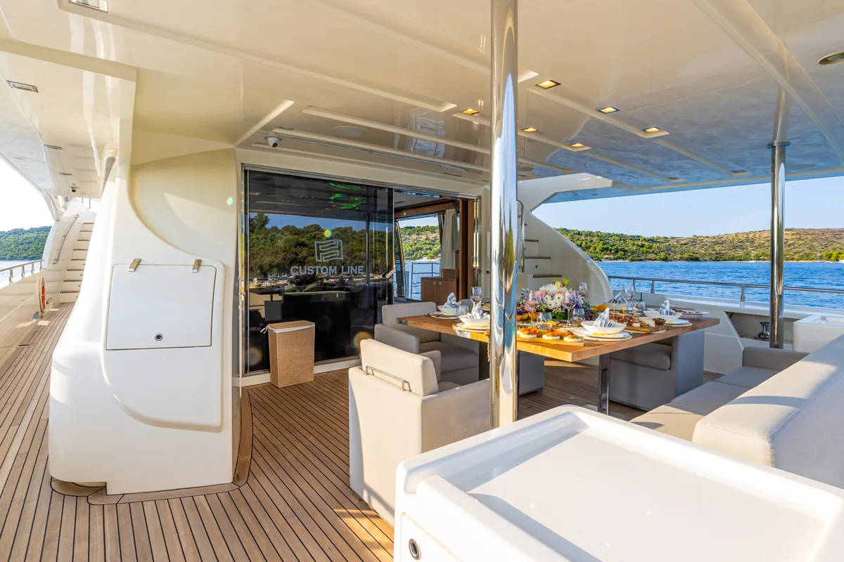 Deck of Morning Star, a Gulet Motoryacht motor yacht at Općina Rogoznica, Croatia