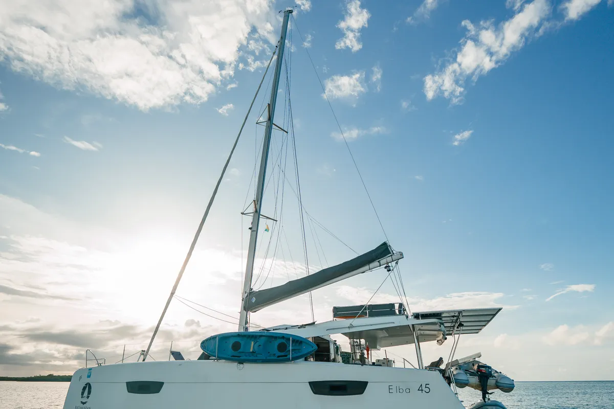 Exterior view of Fountaine Pajot Elba 45, a catamaran at San Blas, Panama
