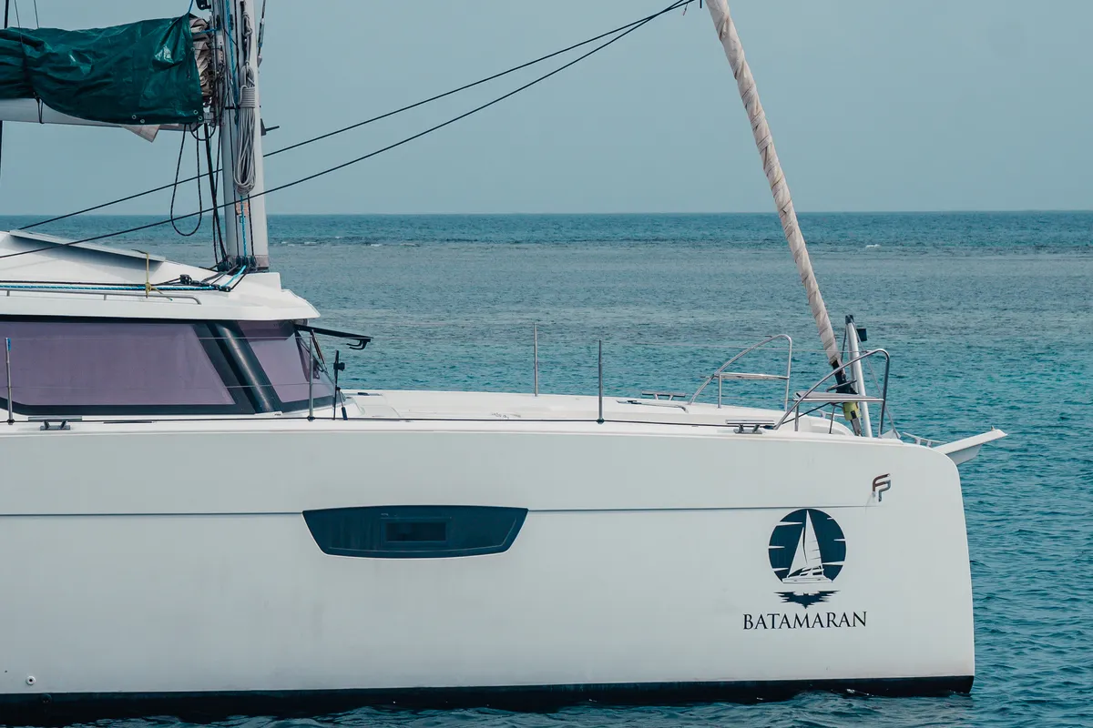 Exterior view of Fountaine Pajot Elba 45, a catamaran at San Blas, Panama