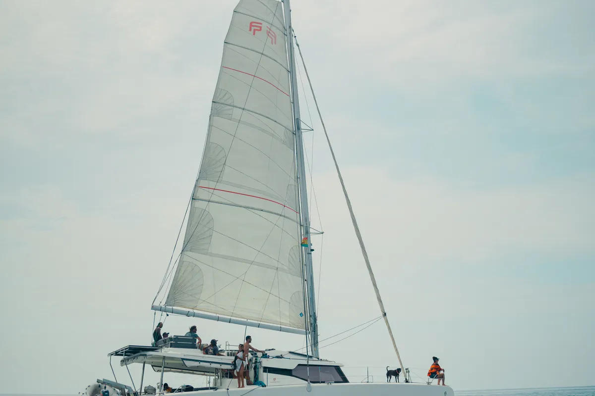 Exterior view of Fountaine Pajot Elba 45, a catamaran at San Blas, Panama