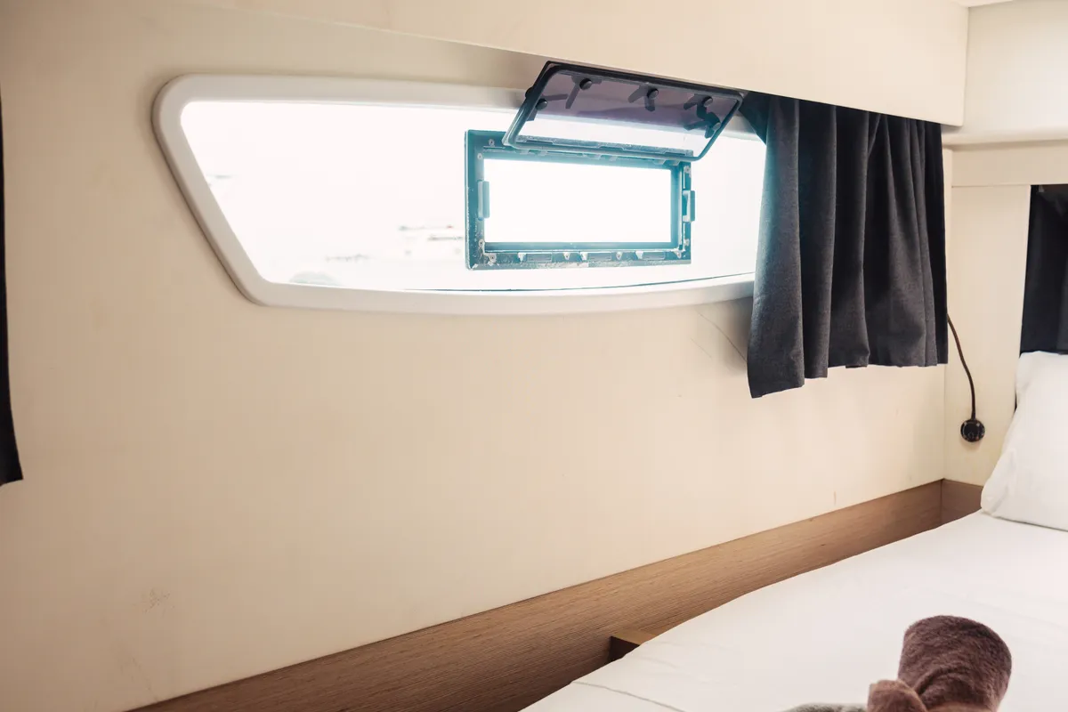 Cabin on Fountaine Pajot Elba 45, a catamaran at San Blas, Panama