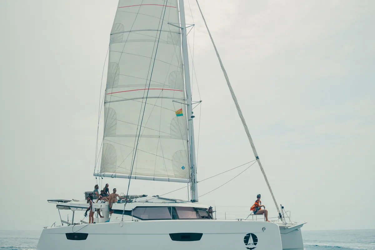 Exterior view of Fountaine Pajot Elba 45, a catamaran at San Blas, Panama