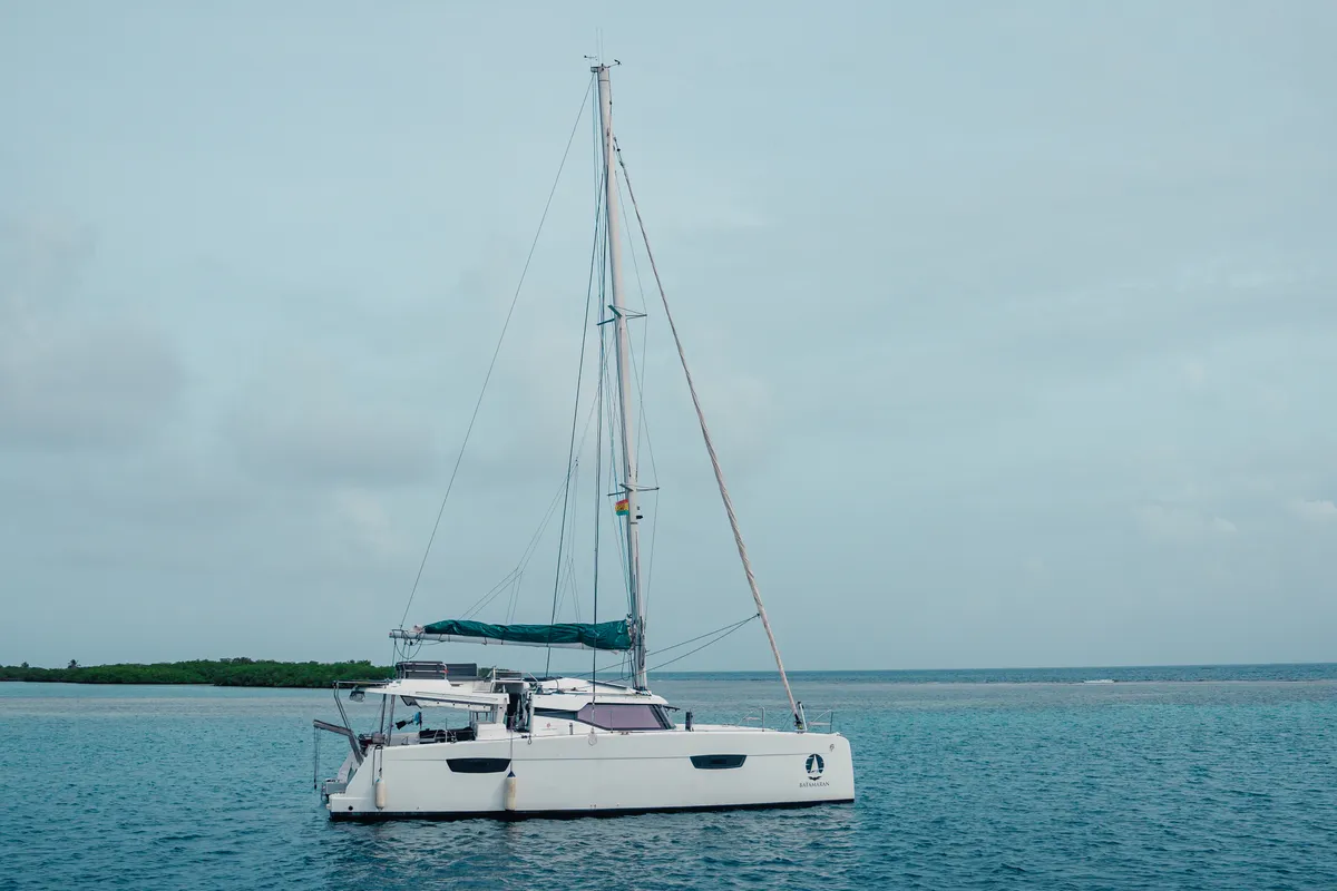 Exterior view of Fountaine Pajot Elba 45, a catamaran at San Blas, Panama