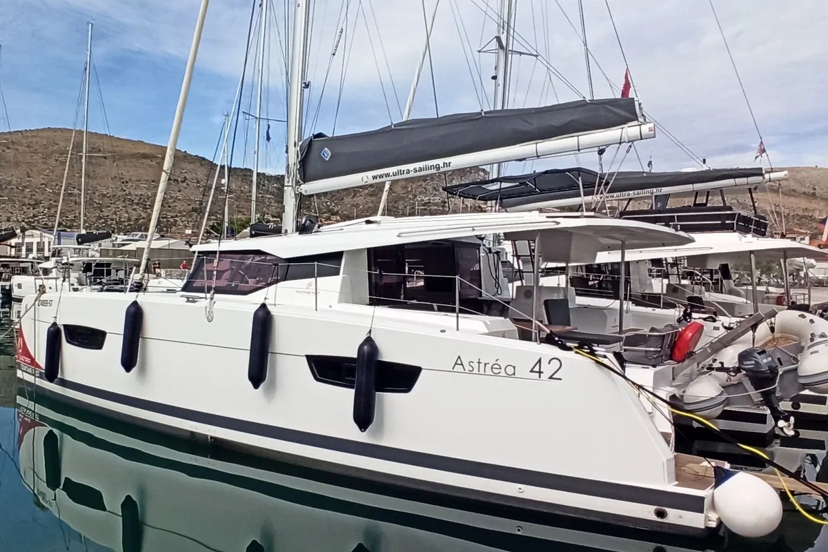 Exterior view of Magic Summer, a Fountaine Pajot Astréa 42 catamaran at Seget Donji, Croatia