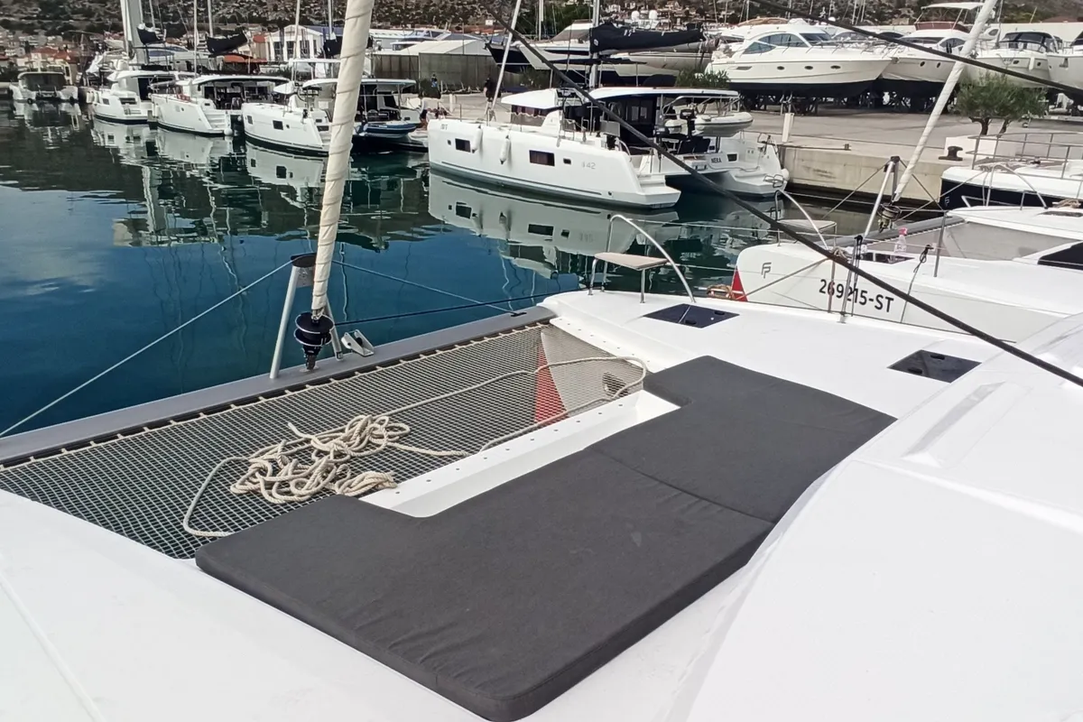 Deck of Magic Summer, a Fountaine Pajot Astréa 42 catamaran at Seget Donji, Croatia