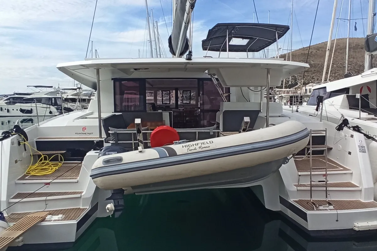 Exterior view of Magic Summer, a Fountaine Pajot Astréa 42 catamaran at Seget Donji, Croatia