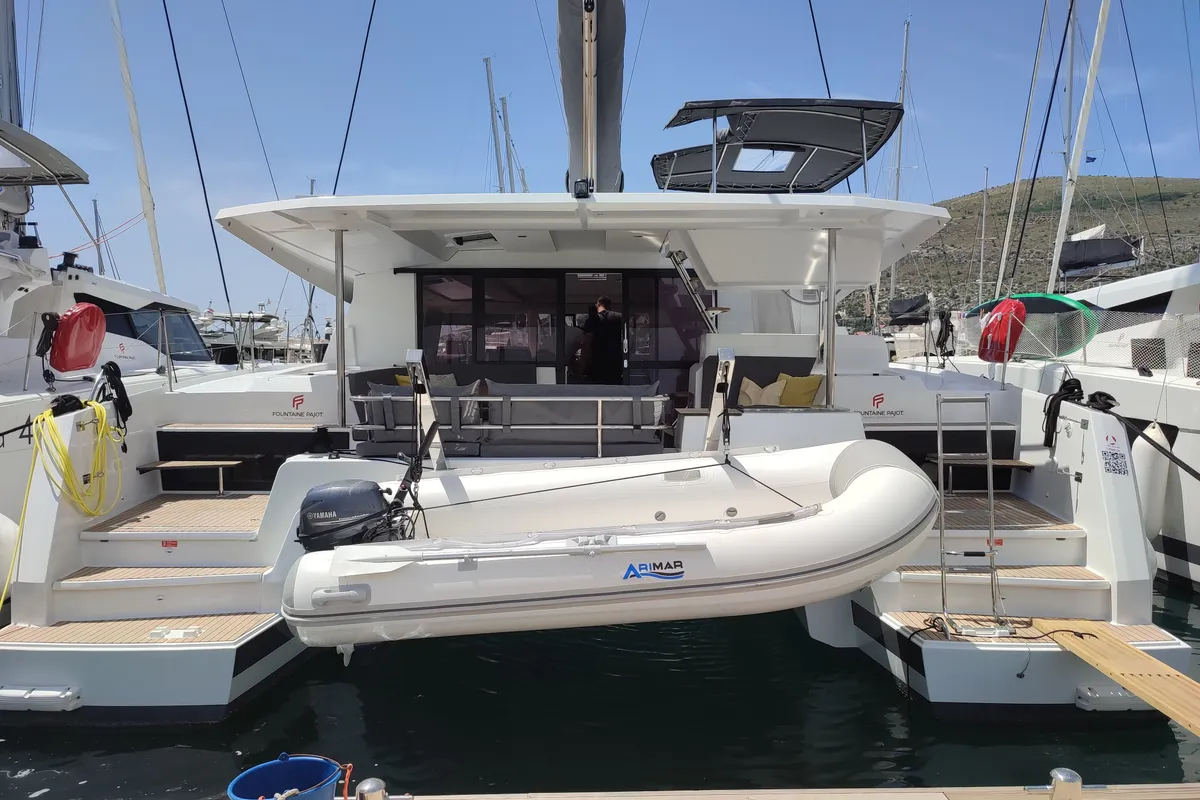 Exterior view of Magic Summer, a Fountaine Pajot Astréa 42 catamaran at Seget Donji, Croatia