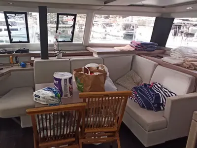 Salon of Magic Summer, a Fountaine Pajot Astréa 42 catamaran at Seget Donji, Croatia