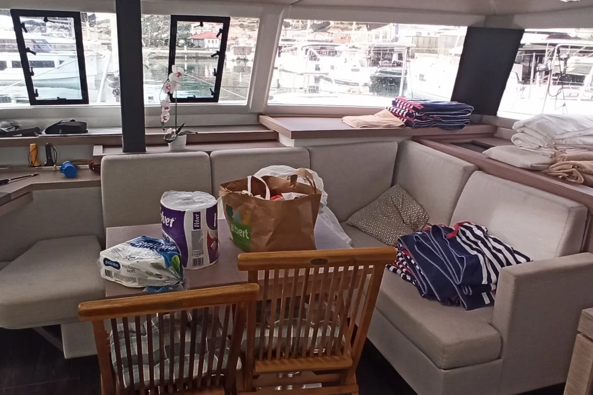 Salon of Magic Summer, a Fountaine Pajot Astréa 42 catamaran at Seget Donji, Croatia