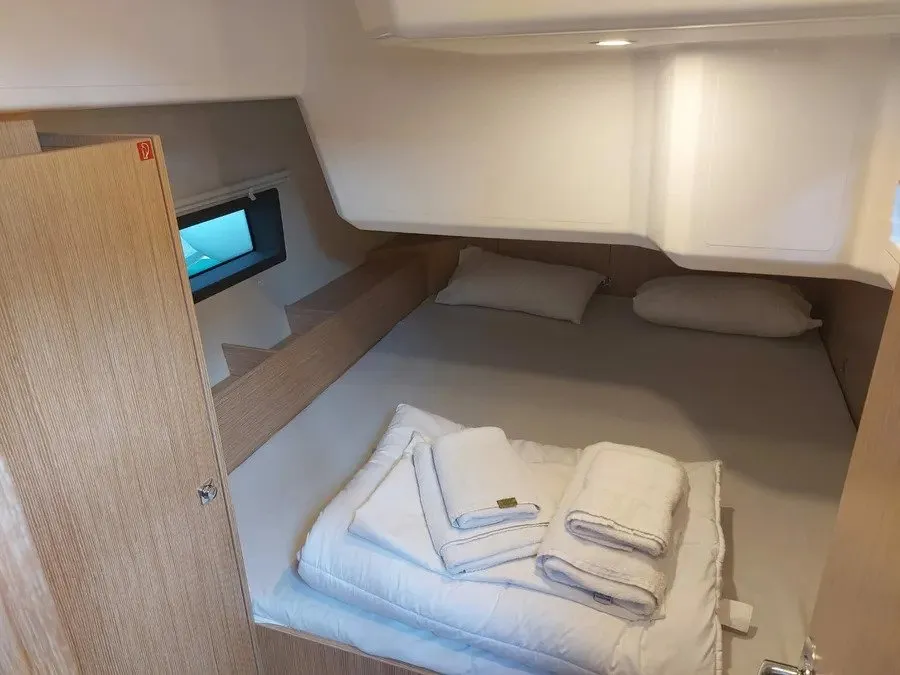 Cabin on Marabou, a Bavaria C42 sailboat at Lefkada, Greece