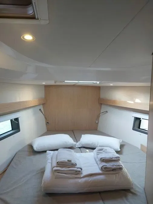 Cabin on Marabou, a Bavaria C42 sailboat at Lefkada, Greece