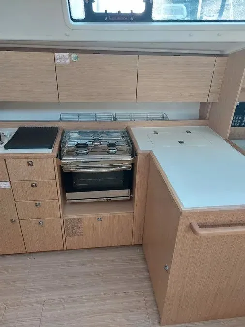 Galley of Marabou, a Bavaria C42 sailboat at Lefkada, Greece