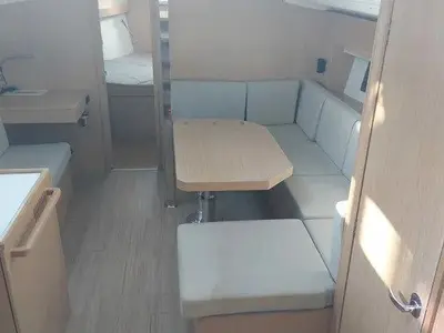 Salon of Marabou, a Bavaria C42 sailboat at Lefkada, Greece
