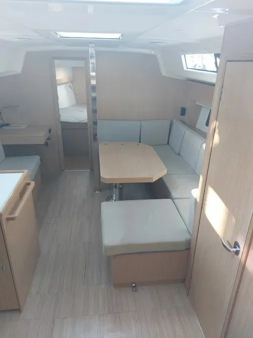 Salon of Marabou, a Bavaria C42 sailboat at Lefkada, Greece