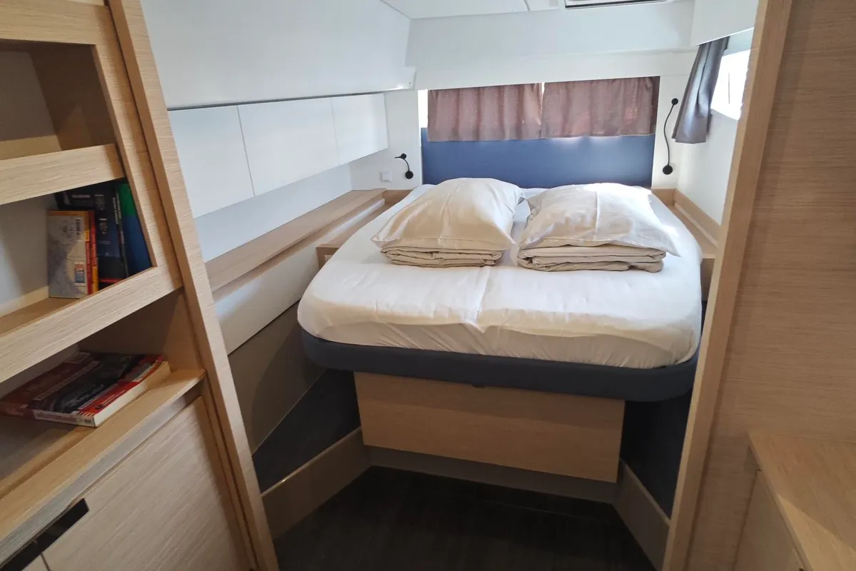 Cabin on Caramita, a Fountaine Pajot Elba 45 catamaran at Punat, Croatia