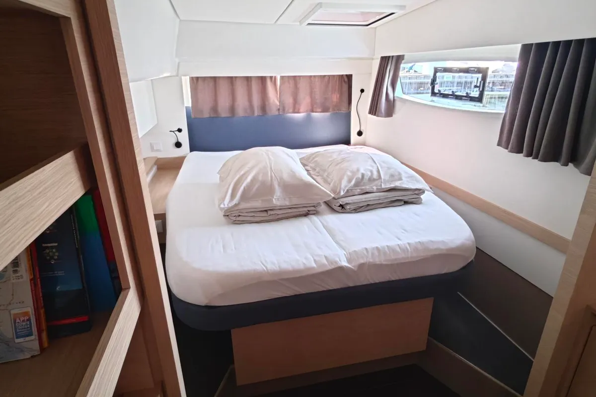Cabin on Caramita, a Fountaine Pajot Elba 45 catamaran at Punat, Croatia