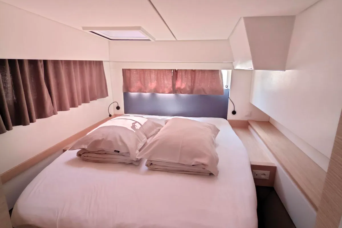 Cabin on Caramita, a Fountaine Pajot Elba 45 catamaran at Punat, Croatia
