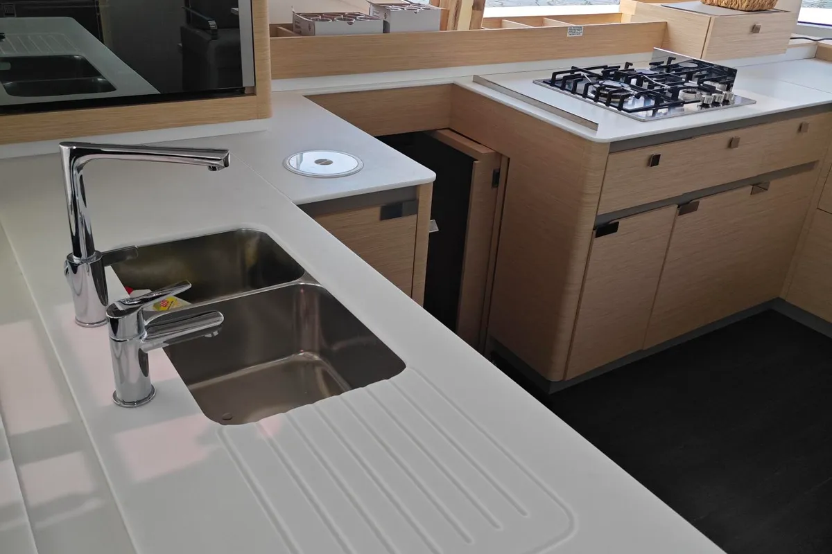 Galley of Caramita, a Fountaine Pajot Elba 45 catamaran at Punat, Croatia