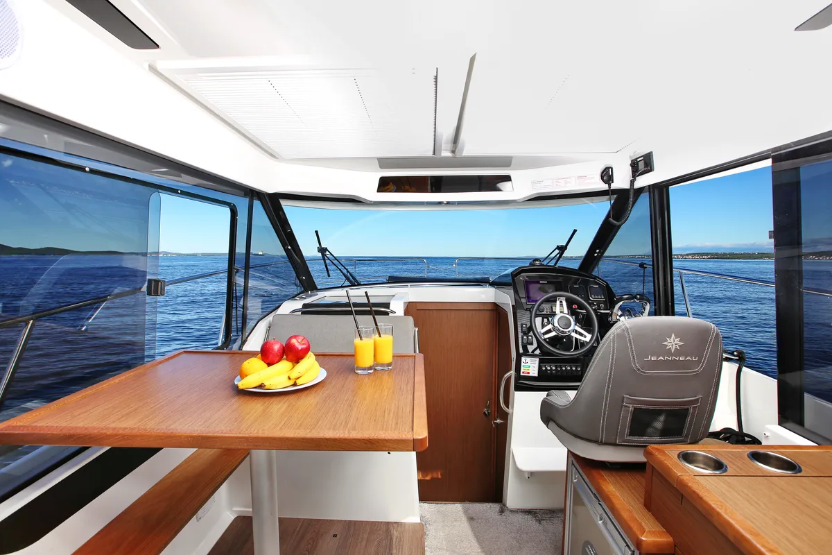 Salon of Bepo, a Jeanneau Merry Fisher 895 motorboat at Zadar, Croatia