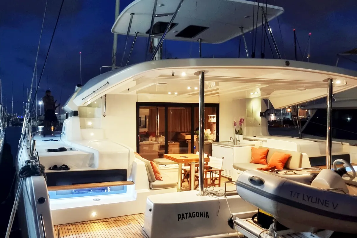 Exterior view of Patagonia, a Lagoon 50 catamaran at Ibiza, Spain