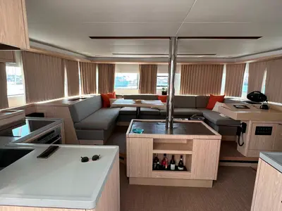 Salon of Patagonia, a Lagoon 50 catamaran at Ibiza, Spain