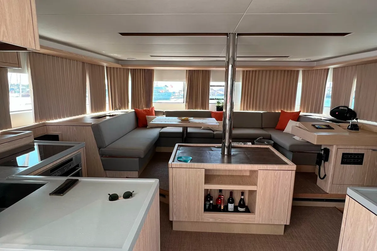 Salon of Patagonia, a Lagoon 50 catamaran at Ibiza, Spain