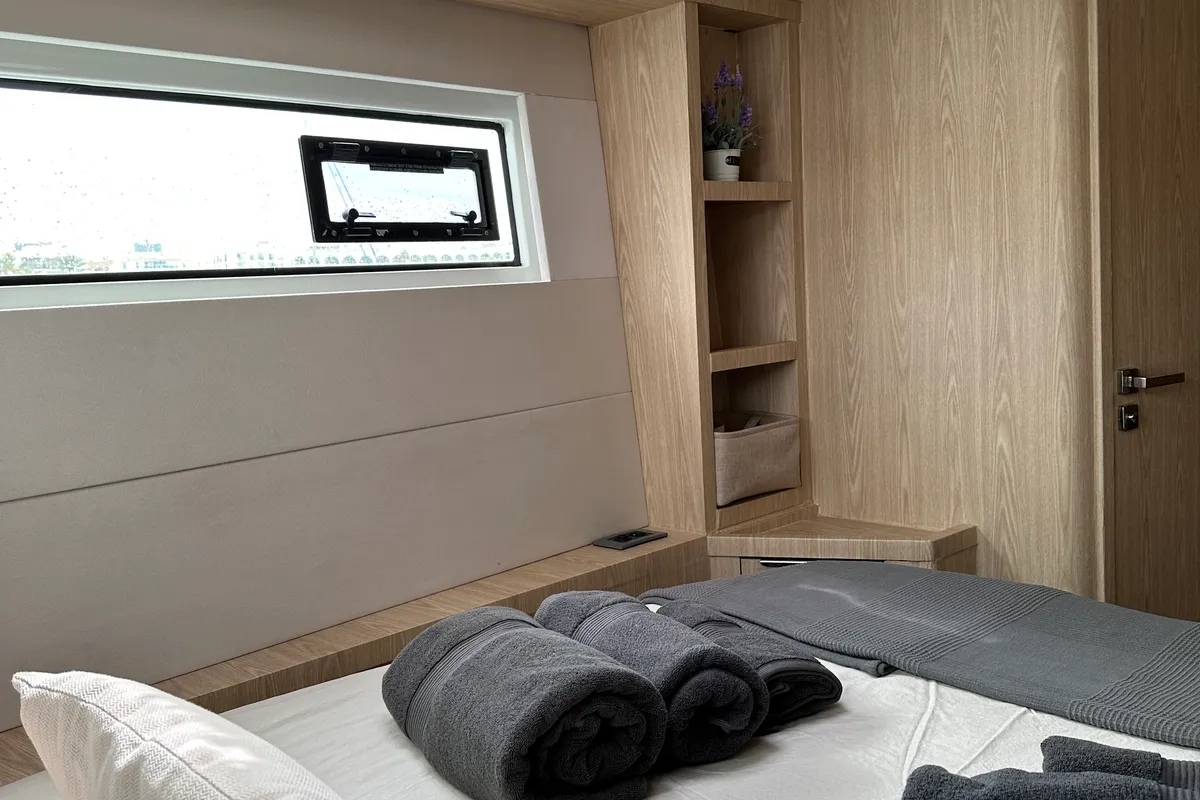 Cabin on Patagonia, a Lagoon 50 catamaran at Ibiza, Spain