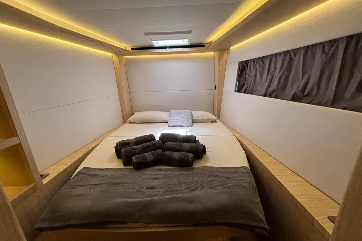 Cabin on Patagonia, a Lagoon 50 catamaran at Ibiza, Spain